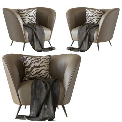 现代单人沙发 抱枕 毯子